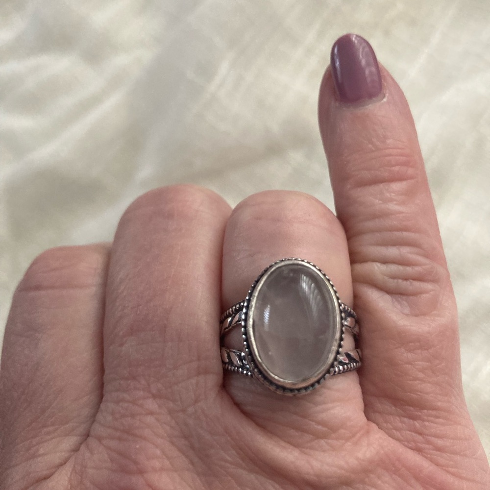 NEW Pink Quartz, 925 Silver, Antique Setting Ring, Size 8 - Picture 3 of 5